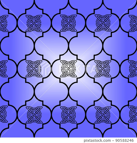 bushy black geometric pattern on a blue background, tile, symmetrical repeat pattern, texture, design bushy black geometric pattern on a blue background, tile, symmetrical repeat pattern, texture, design 90588246