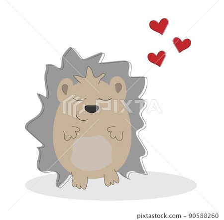Hedgehog doodle drawing, Hedgehog in love 90588260