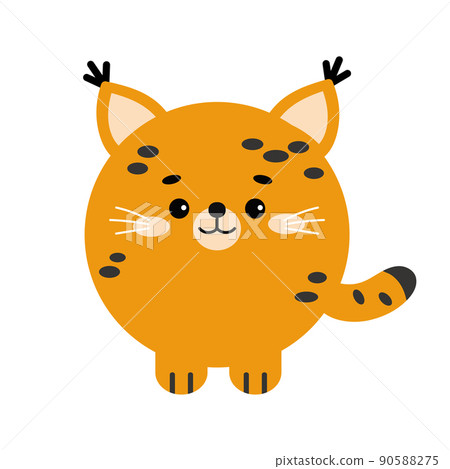 Circle lynx forest animal face with paws icon isolated on white background. Circle lynx forest animal face with paws icon isolated on white background. 90588275