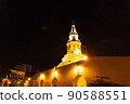 clock tower in Cartagena Colombia in the night 90588551