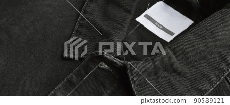 Black jeans denim coat jacket and empty blank sale tag 90589121