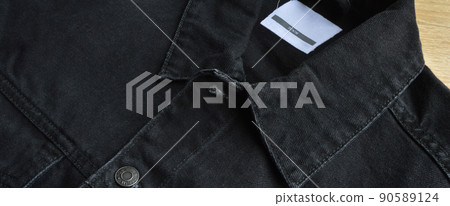 Black jeans denim coat jacket and empty blank sale tag Black jeans denim coat jacket and empty blank sale tag 90589124