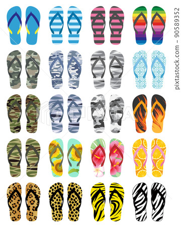 Beach sandals set white background 90589352