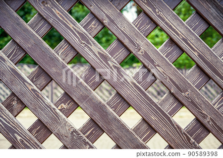 Brown wooden fence. dirty wooden boards, naturally weathered. Brown wooden fence. dirty wooden boards, naturally weathered. 90589398