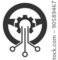 Automatic Steering Wheel - Raster Icon Illustration 90589467