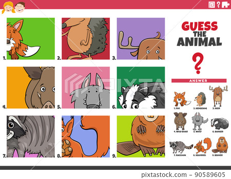 guess cartoon animal characters educational task for children guess cartoon animal characters educational task for children 90589605
