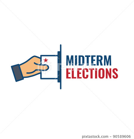 2022 Midterm Elections Design w Red White and Blue Vote Icon 2022 Midterm Elections Design w Red White and Blue Vote Icon 90589606