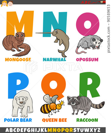 educational alphabet set with cartoon animal characters educational alphabet set with cartoon animal characters 90589653