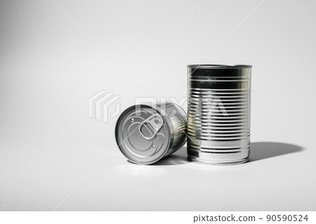 Tin can for food on gray background 90590524