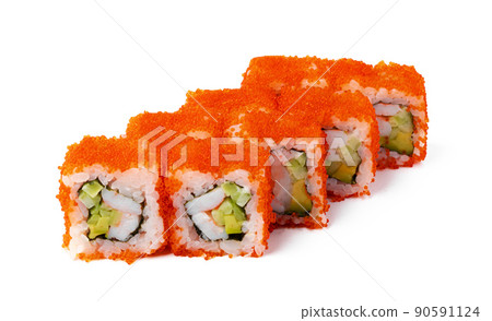 Japanese Cuisine Sushi Roll on a white background 90591124
