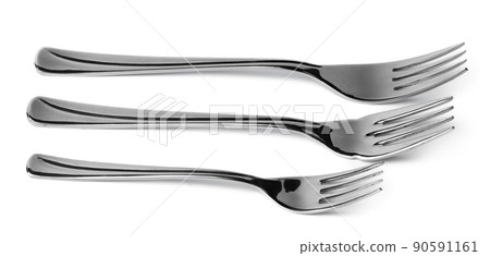 Set of dining forks isolated on white background 90591161