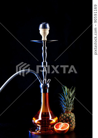 Fruit flavor hookah isolated on black background 90591169