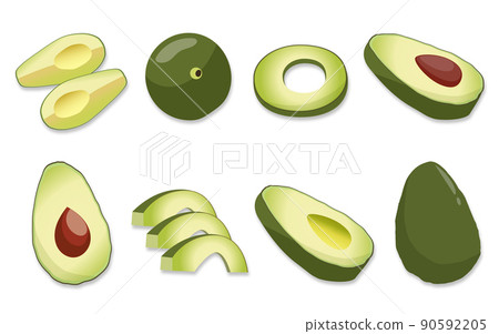 Avocado illustration set (drop shadow) Avocado illustration set (drop shadow) 90592205