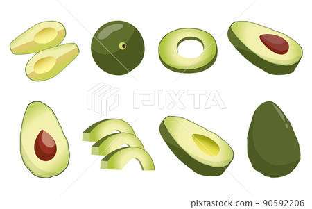 Avocado illustration set (white background) Avocado illustration set (white background) 90592206
