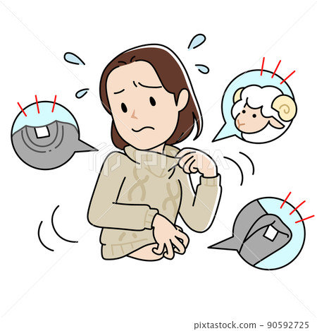 一個有著輕柔觸感和触覺超敏反應的女人 一個有著輕柔觸感和触覺超敏反應的女人 90592725