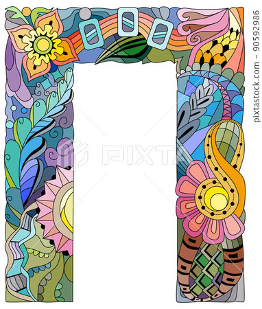 Russian Alphabet Cyrillic Capital letter P. Vector illustration for coloring 90592986