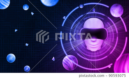 虛擬人與VR星球元宇宙人工智能概念海報背 90593075