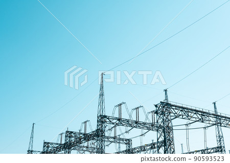 變電站骨架高壓線藍天f-2光色 90593523