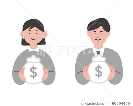 拿著美元袋子的商務人士的插圖 90594409