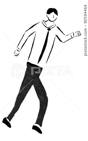 Running tall businessman (illustration of hand-painted ink) 90594464