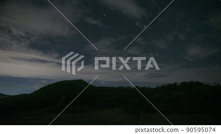 The starry sky toward the summit of Mt. Iide in the Kirai hut of Mt. Iide in the summer of Mt. The starry sky toward the summit of Mt. Iide in the Kirai hut of Mt. Iide in the summer of Mt. 90595074