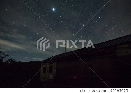 The starry sky of the Kirai hut of Mt. Iide in the summer of 100 famous mountains in Japan in Kitakata City, Fukushima Prefecture The starry sky of the Kirai hut of Mt. Iide in the summer of 100 famous mountains in Japan in Kitakata City, Fukushima Prefecture 90595075