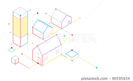 Digital geometric tech building elements abstract background Digital geometric tech building elements abstract background 90595834