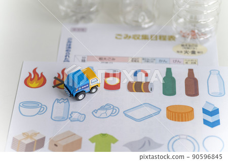 Sorted recyclable waste PET bottle collection date 90596845