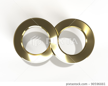 Three-dimensional golden infinity mark 3D illustration 90596881