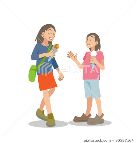 Children walking while eating ice cream 90597164