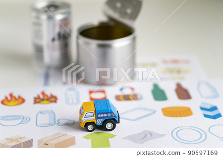 Sorted recyclable waste cans Aluminum cans Collection date 90597169