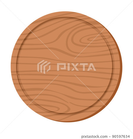 Cartoon nature wooden kitchenware utensil round chopping board with wood grain texture Cartoon nature wooden kitchenware utensil round chopping board with wood grain texture 90597634