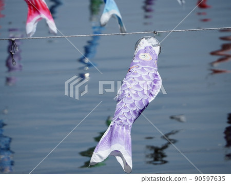 在鶴田川上游泳的鯉魚旗 90597635