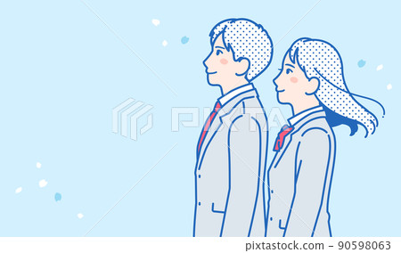 展望未來的男女學生的矢量插圖素材 展望未來的男女學生的矢量插圖素材 90598063