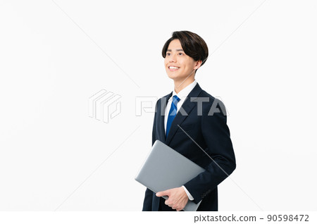 與計算機的一個年輕商人 90598472