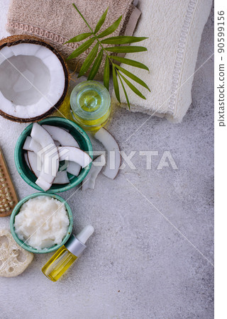 Fresh coconut butter. Natural cosmetic Fresh coconut butter. Natural cosmetic 90599156