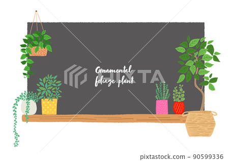觀葉植物和黑板的插圖 90599336