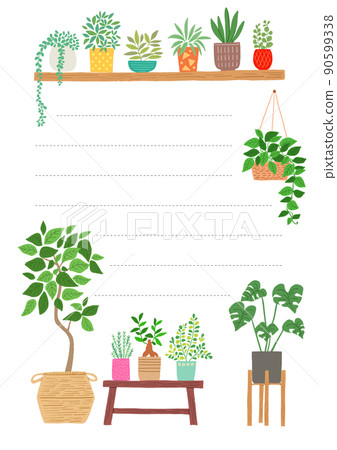 帶有觀葉植物插圖的文具 90599338