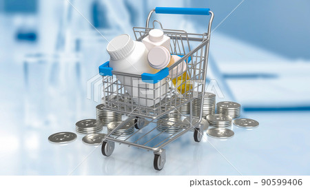The drug in shopping cart for medical or drug concept 3d rendering 90599406