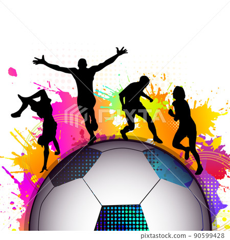 Soccer ball and athletes. Vector illustration 90599428