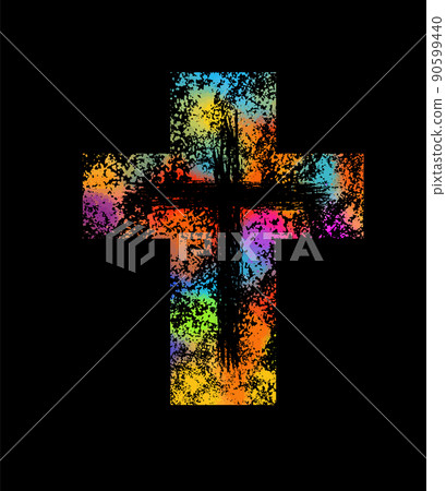 Multicolored religious cross. Happy easter. Vector illustration 90599440