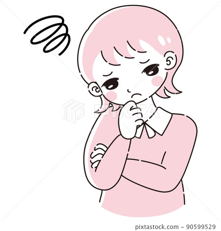Illustration of a woman worried with her arms crossed 90599529