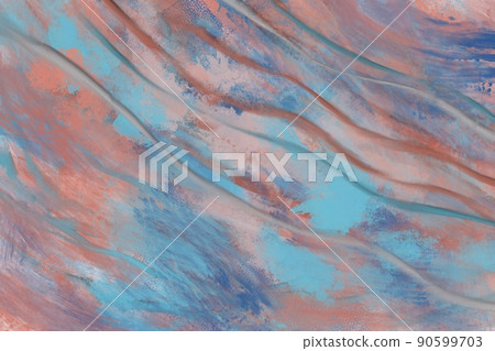 Oil painting abstract background for autumn and winter) Blue-green and blue-brown handwriting unevenness multi-color oil painting art hand-painted rough 90599703
