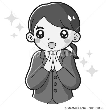Illustration of a throbbing woman in a suit (black and white) 90599836