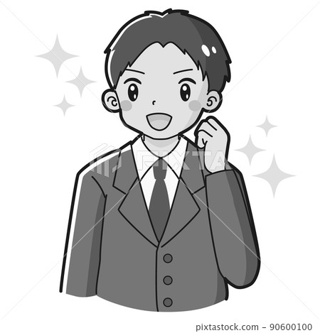 Illustration of a man in a suit doing a guts pose (black and white) Illustration of a man in a suit doing a guts pose (black and white) 90600100