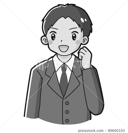 Illustration of a man in a suit doing a guts pose (black and white) Illustration of a man in a suit doing a guts pose (black and white) 90600103