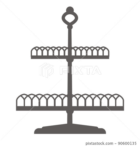 Cake stand in flat icon style. Empty tray for fruit and desserts. Vector silhouette Cake stand in flat icon style. Empty tray for fruit and desserts. Vector silhouette 90600135