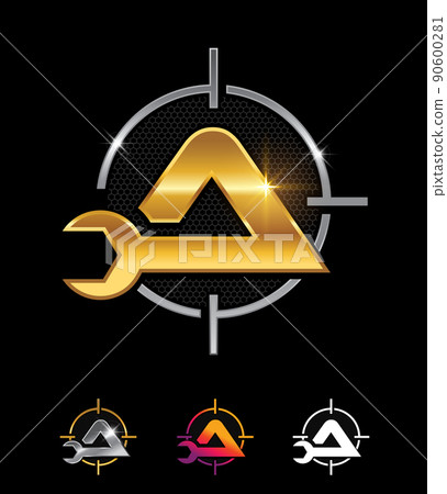 Golden Mechanic Logo Initial Letter A 90600281