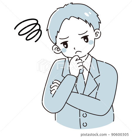 一個男人在西裝思考的插圖 90600305