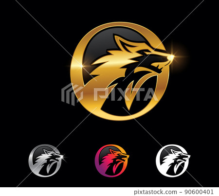 Golden Circle Wolf Vector Sign 90600401